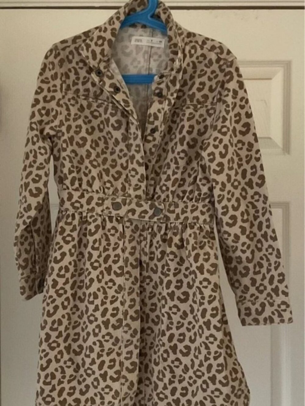 Zara Girls Leopard Print Button-Front Dress Elastic Waist Size 9 (134)